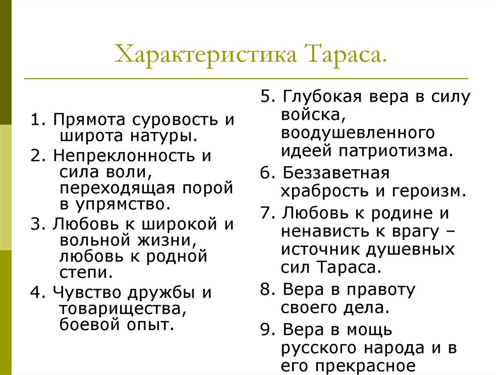 Описание тараса бульбы в повести: его внешний вид и характеристика, взаимоотношения, взгляды
