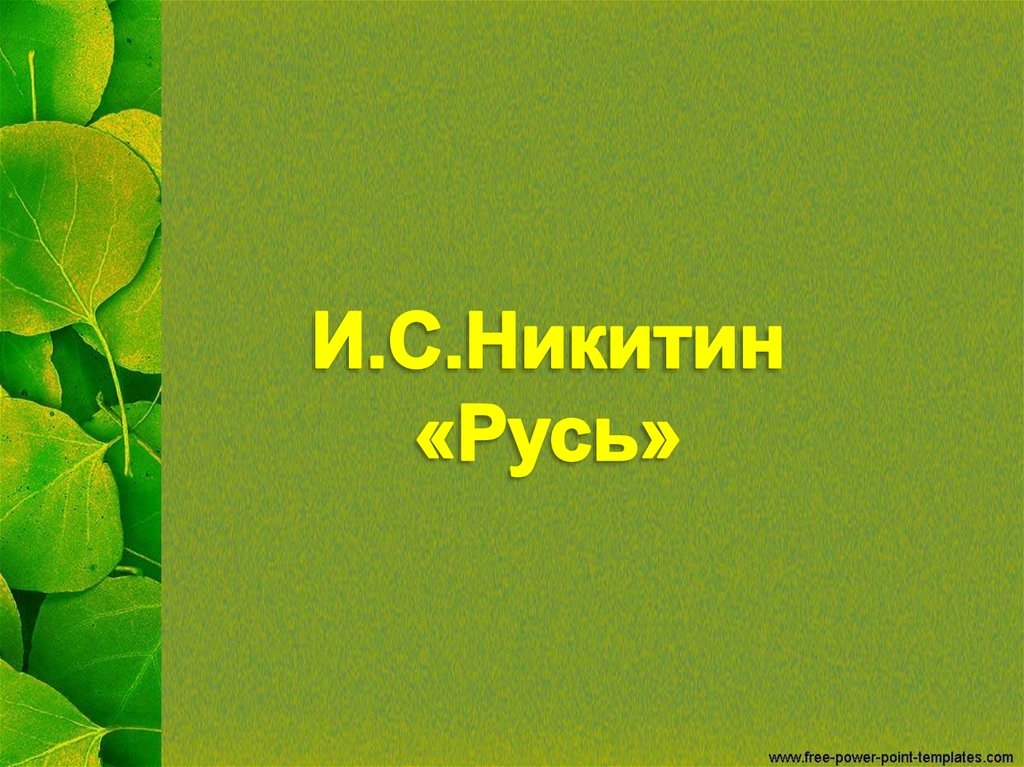 Никитин «русь» стихотворение текст